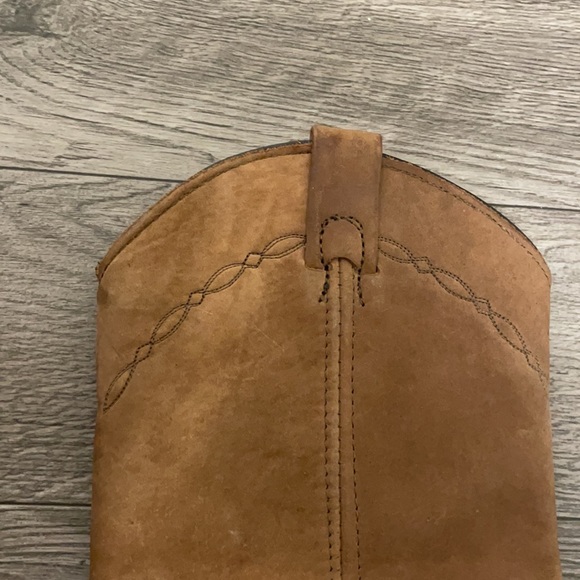 Camel Suede Pointed Toe Cowboy Boots - Picture 5 of 10